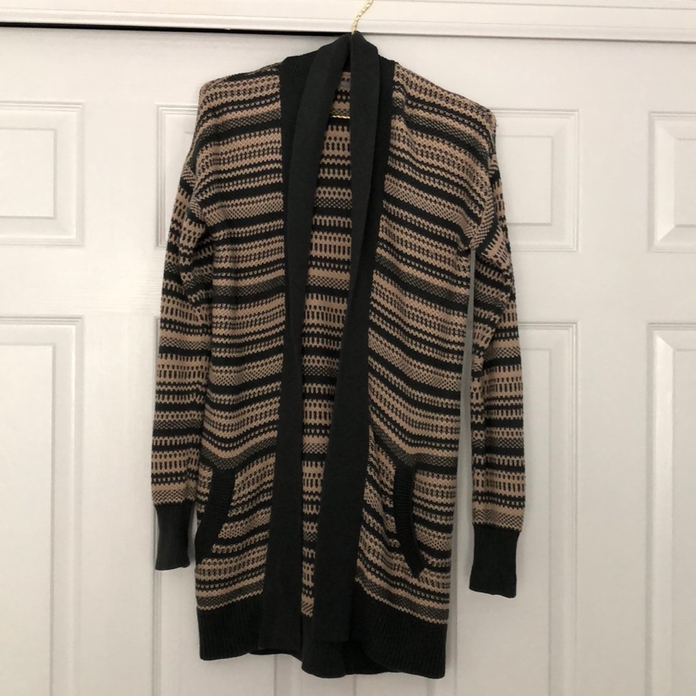 Forest green and beige long sweater